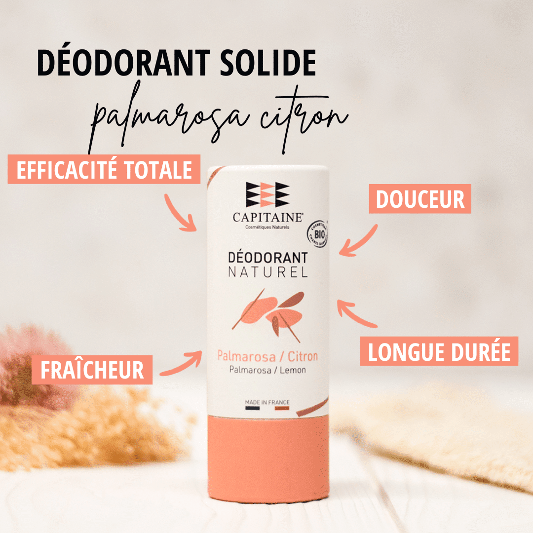 Déodorant solide naturel - Palmarosa Citron 65g CAPITAINE – Image 2