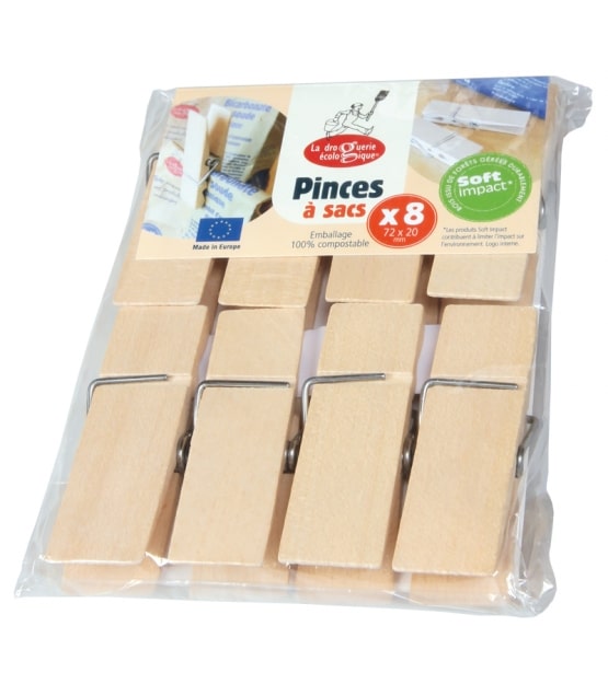 Pinces à sacs vrac en hêtre LA DROGUERIE ÉCOLOGIQUE