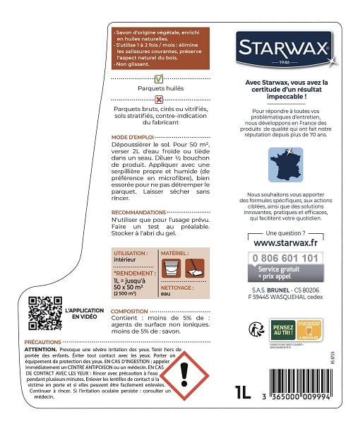 Savon d'entretien Parquets huilés 1L STARWAX – Image 2